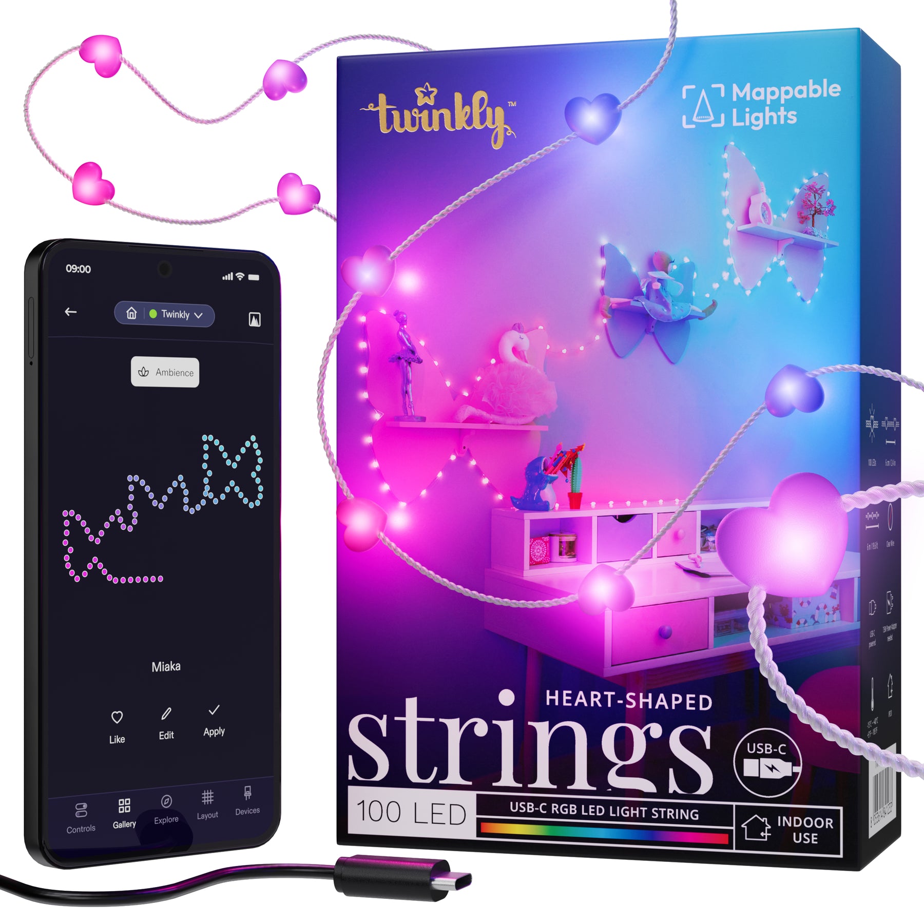 Strings USB-C Hearts