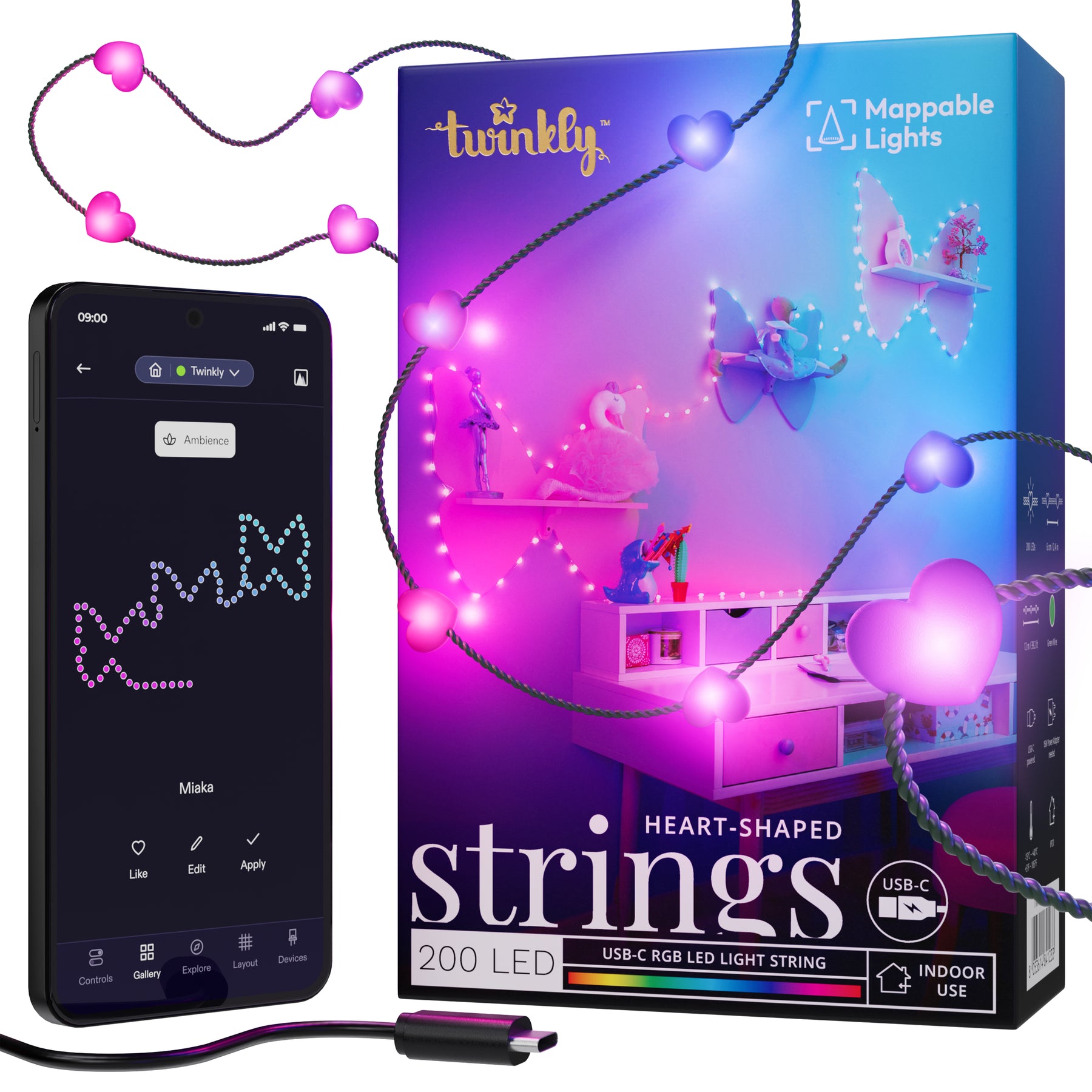 Strings USB-C Hearts