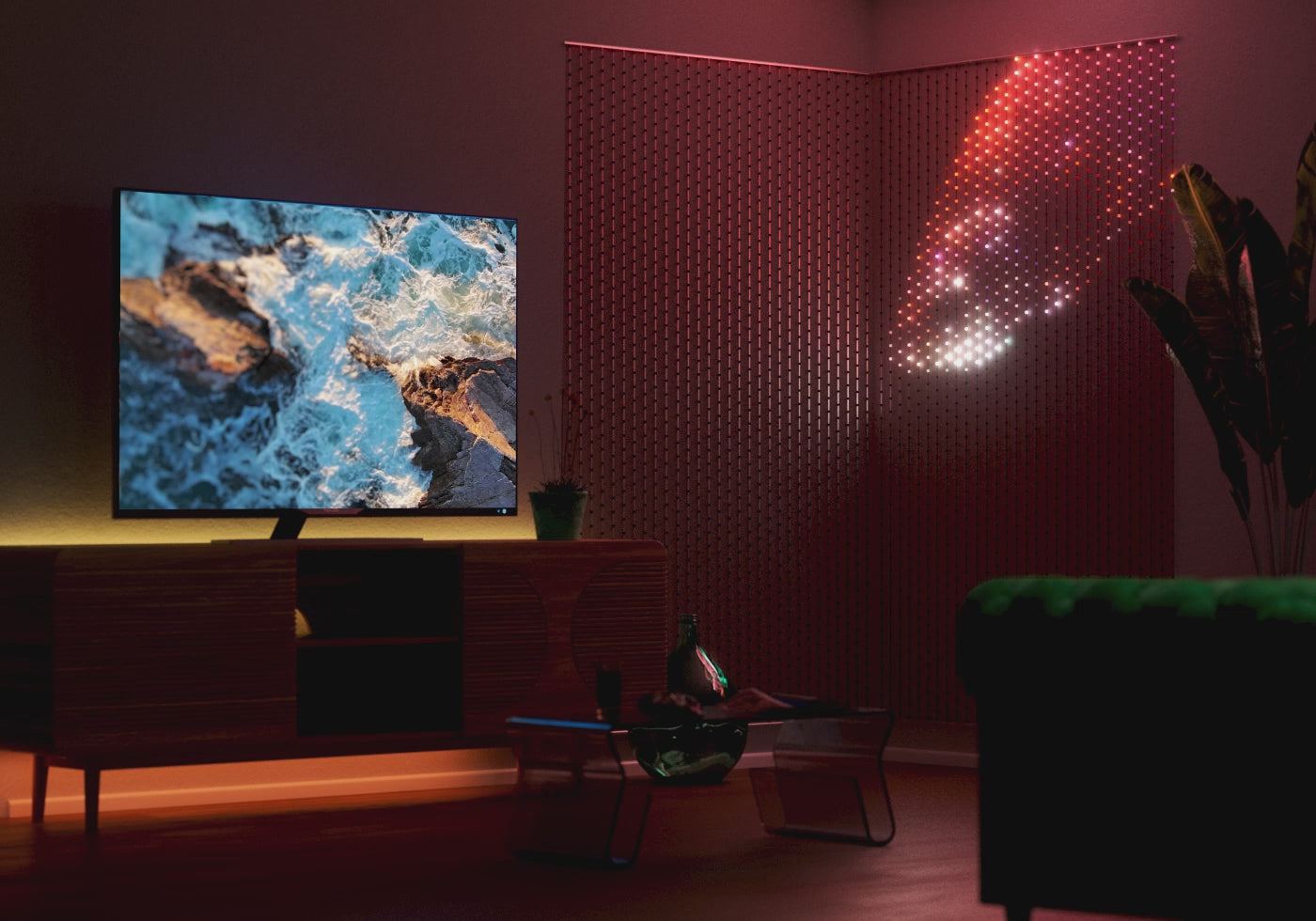 Load video: &lt;p&gt;Use the mobile app to display preset gradients and animations or to easily create your own custom effects. The lights are easily controlled, offering unlimited potential for creativity. Display scrolling text with iOS or stream the content of your choice from your Windows desktop with the Screen Mirror Tool.&lt;/p&gt;